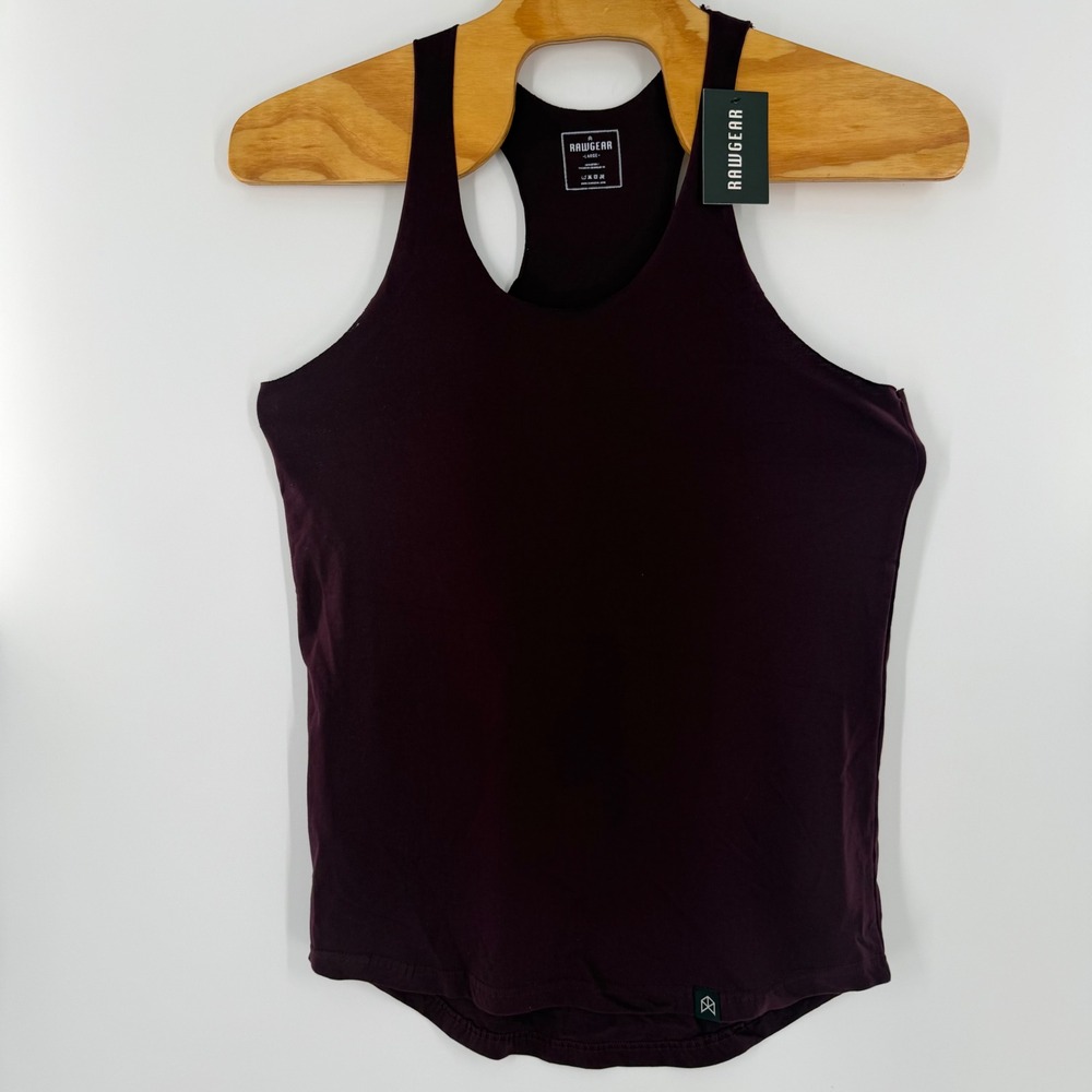 RawGear Defy Mens Tank Top Large Maroon Burgundy Gym Workout Racerback NWT